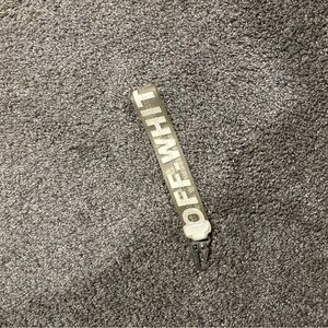 Off-White Gray Keychain with White Lettering